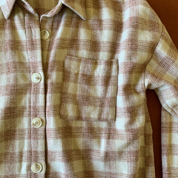 Ellison Plaid Button Down Shirt - Cream and Brown - Picture 1 of 5